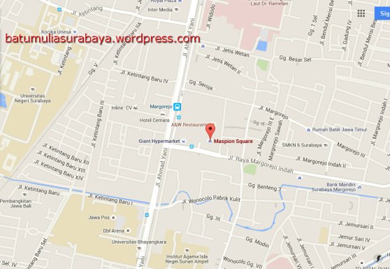 peta lokasi Bursa Akik & Otomotif Surabaya 28 Agustus - 06 September 2015